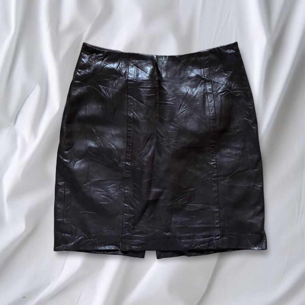 Y2K Genuine Brown Leather Mini Skirt